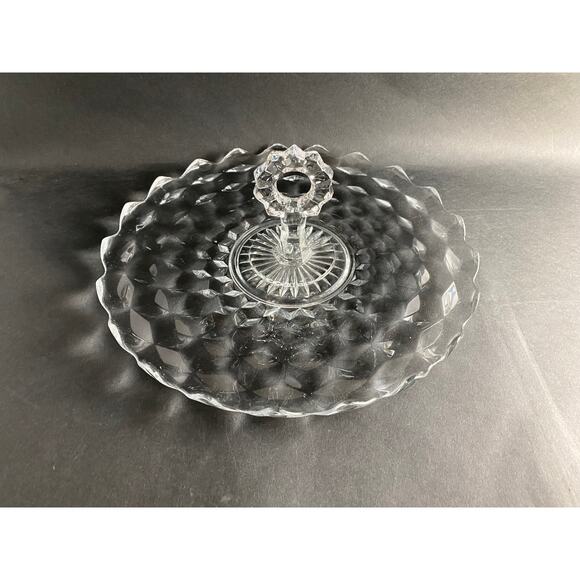 Fostoria American Clear Center Handle Serving Tray - Stacked Cube 1940s Vintage - Picture 4 of 8
